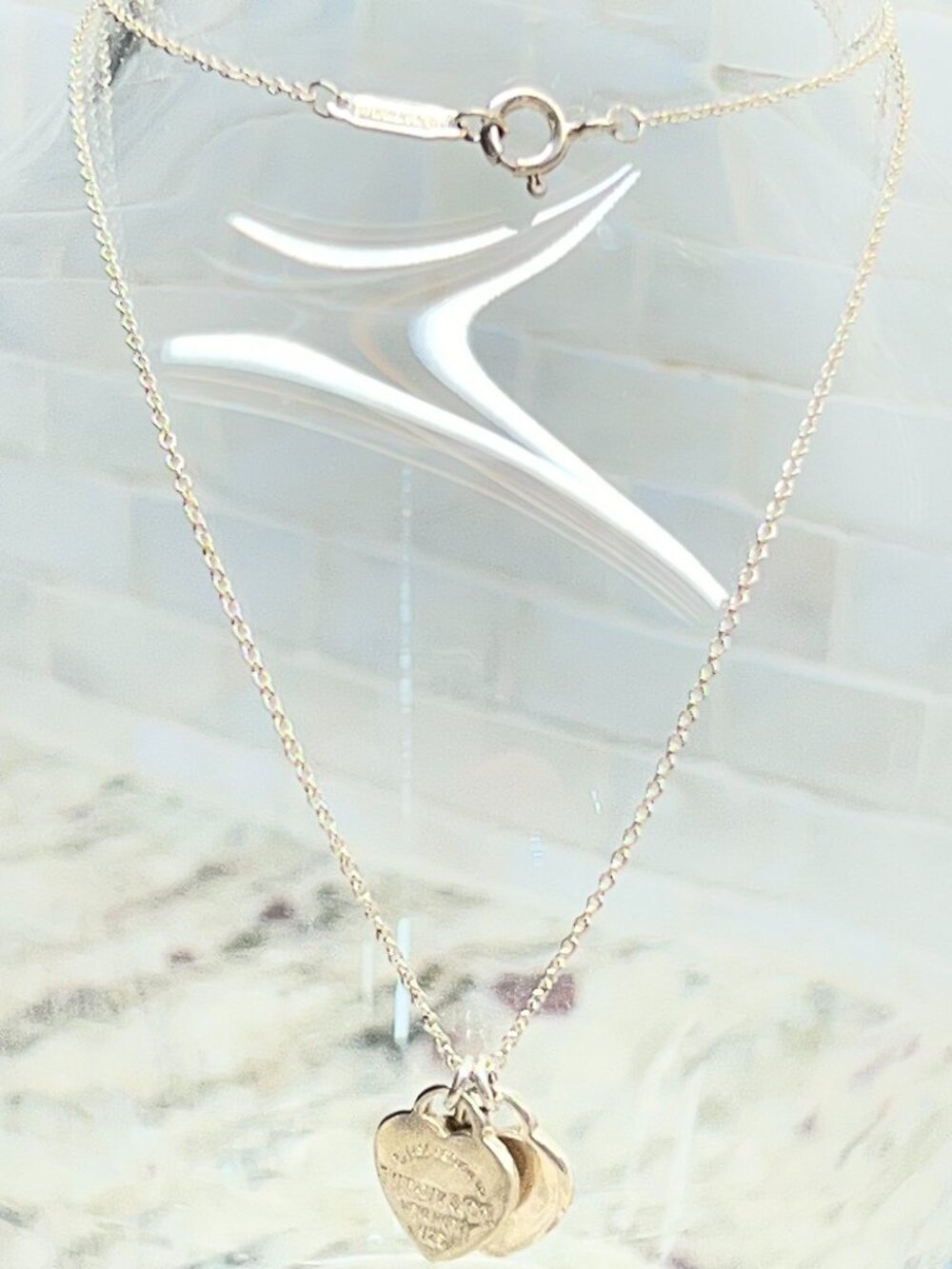 Tiffany & Co Sterling Silver Return to Tiffany Double Heart Tag Necklace - Picture 7 of 12